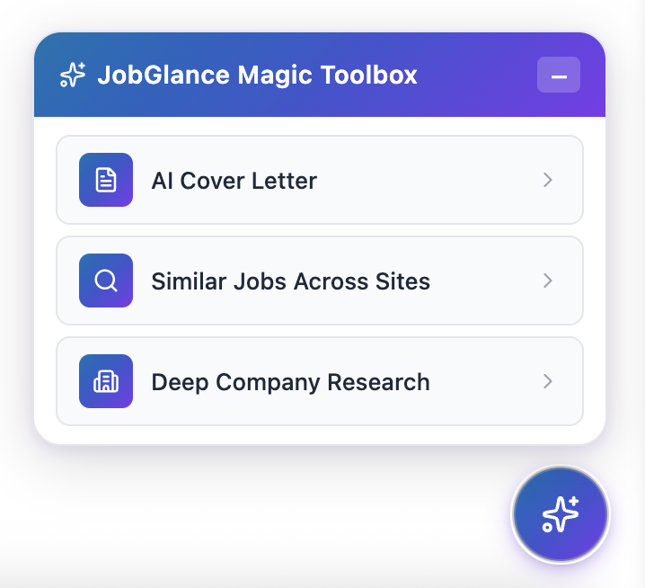 Magic Toolbox open on a job page