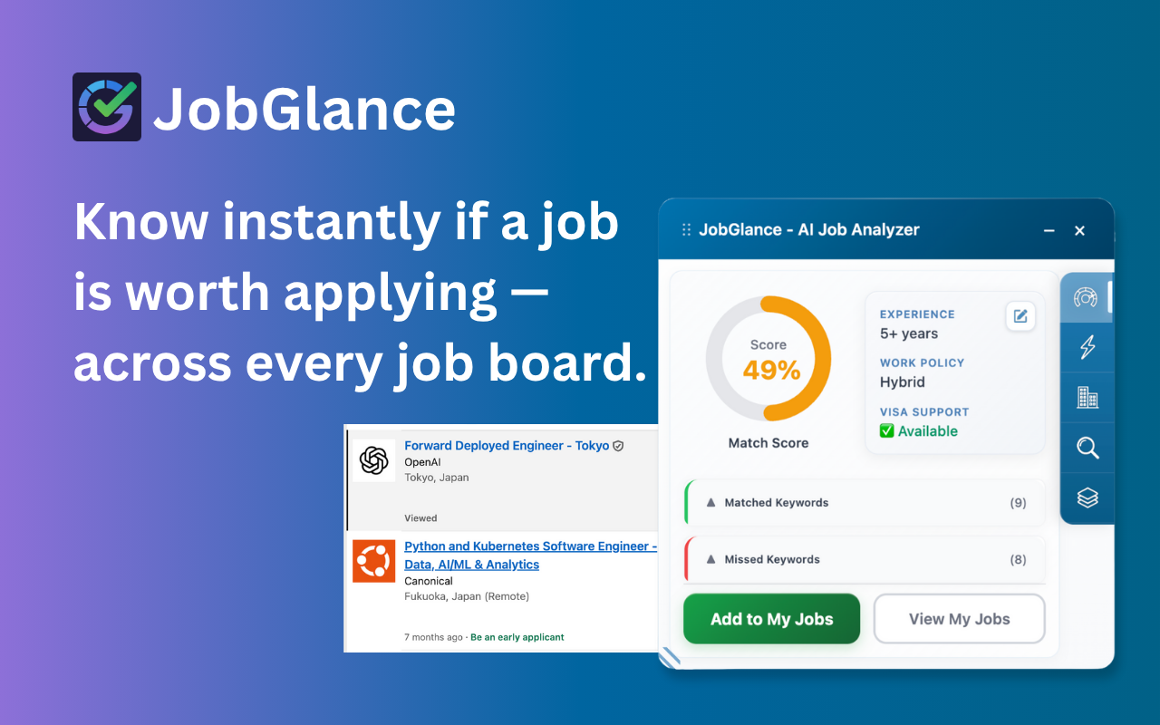 Know instantly if a job is worth applying - JobGlance UI
