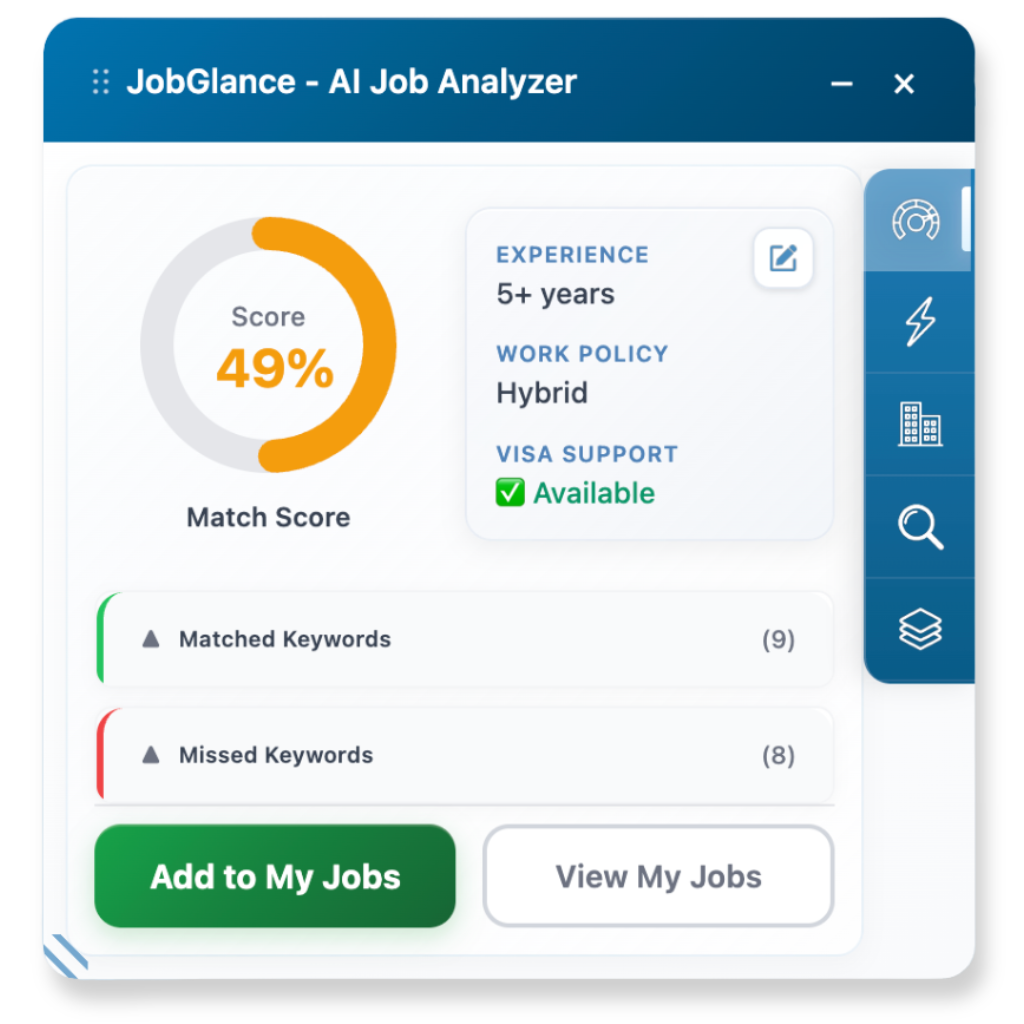 JobGlance floating window example