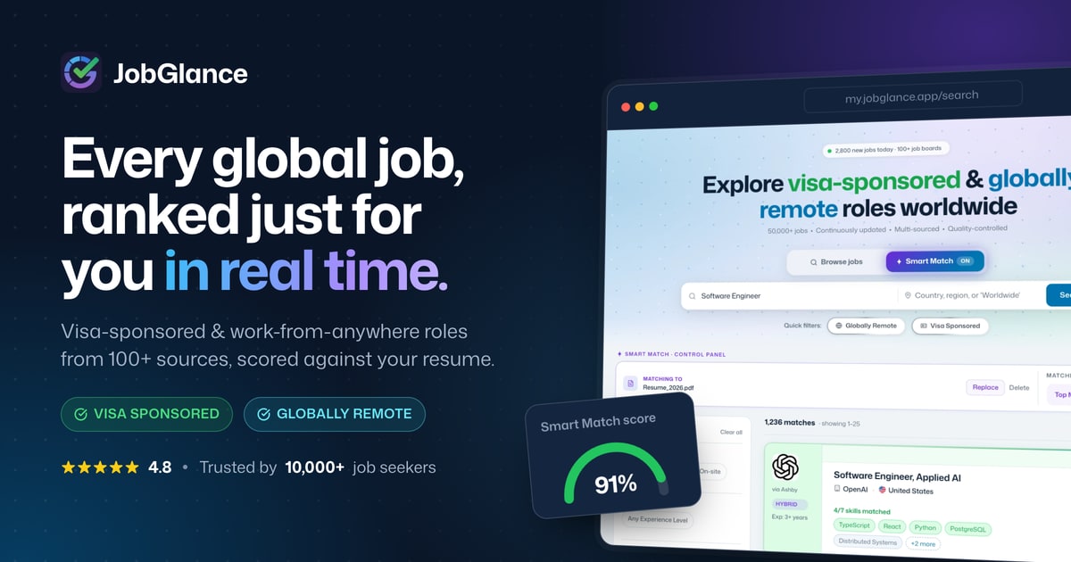 JobGlance — Every global job, ranked just for you in real time.